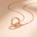 Double Buckle Copper I Love You Round Pendant Couple Necklace Clavicle