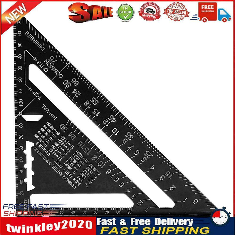 7 inch Angle Ruler Metric Measuring Ruler Woodworking Try Square (Black) Newly