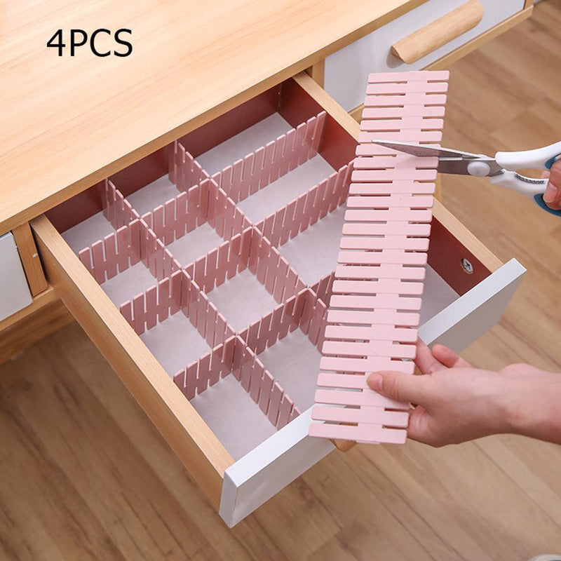 DIY Drawer Divider Household Storage Box Partition Board (4pcs Light Pink)