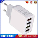 4 USB Travel Charger Phone Fast Charging Charger EU Plug Adapter (Grey)