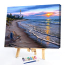 Beach Sunset Oil Paint By Numbers Kit DIY Acrylic Painting on Canvas Crafts