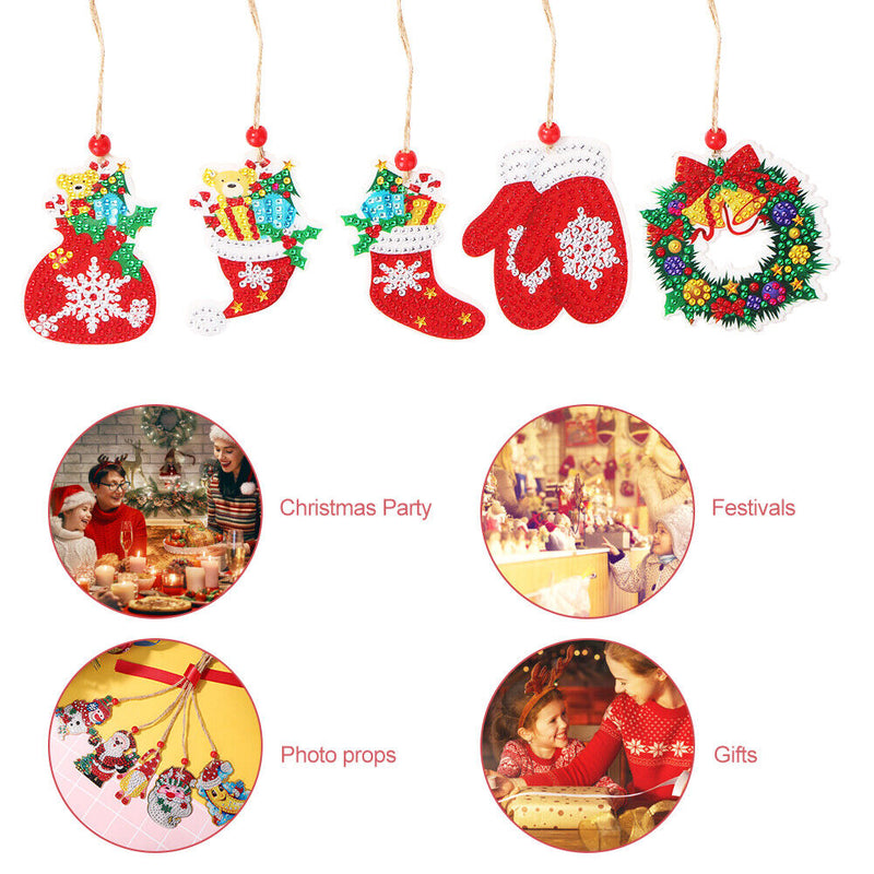 Double-side 5D Diamond Painting DIY Hanging Christmas Trees Pendant (GP009)