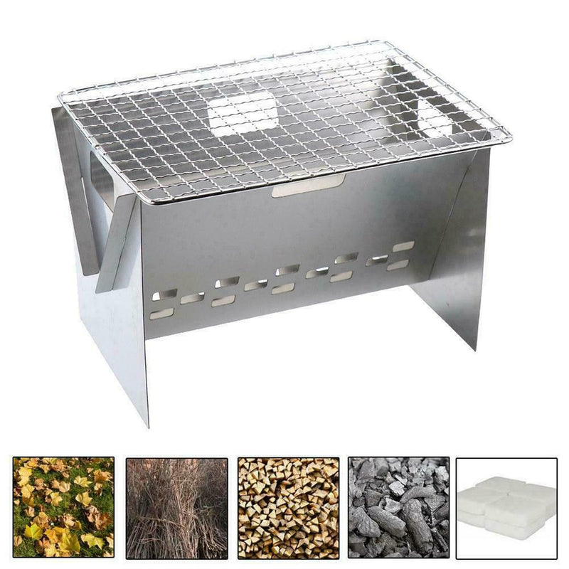 1pcs Outdoor BBQ Stove Mini Folding Steel Stove Barbecue Grill Camping I5M3