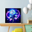 Hand Painted on Canvas DIY Blue Rose Oil Paint By Numbers Drawing Kit Craft