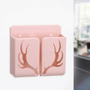 Phone Wall Mounted Holder with Plug Charging Sundries Organizer Box (Pink) Newly