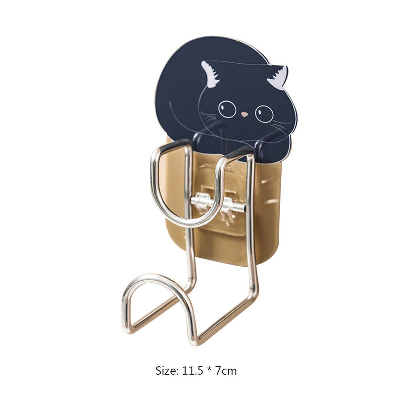 Punchfree Bathroom Storage Rack Washbasin Wall Organizer Hanger (Black Cat)
