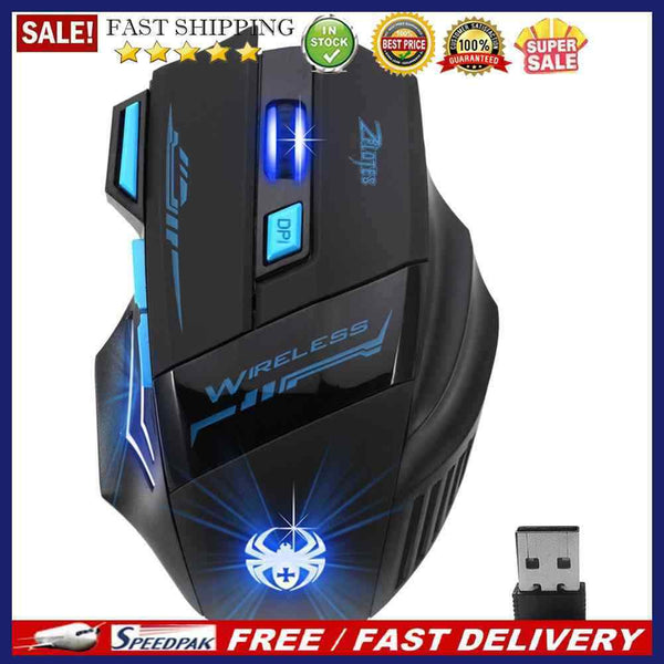 ZELOTES F-14 7 Keys 2.4G Wireless 2400DPI Adjustable USB Receiver Optical Mouse
