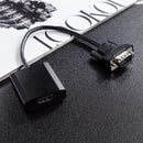 VGA to HDMI-compatible Adapter Cable 1080P Analog to Digital Audio Converter(Bla