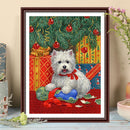 5D DIY Full Drill Round Shape Christmas Puppy Rhinestone Diamond Drawing Kit