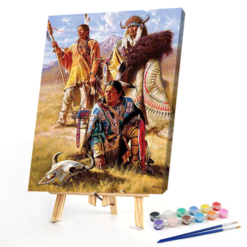 Indians Oil Paint By Numbers Kits Canvas Picture Wall Art DIY Craft Color