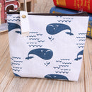 Women Fashion Korean Zipper Portable Key Coin Canvas Purse Wallet(Whale)