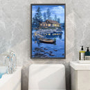 5D DIY Diamond Painting Crescent Lake House Kits Full Square Drill Wall Decor
