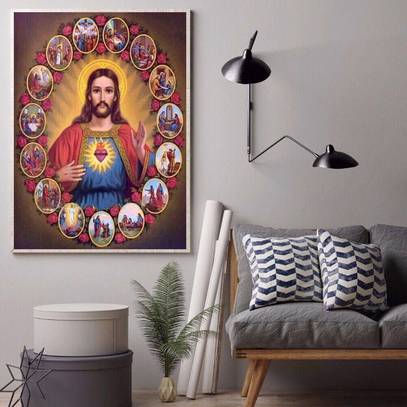 30 x 40cm 5D Full Drill Diamond Painting DIY Jesus Rhinestone Picture Poster Kit