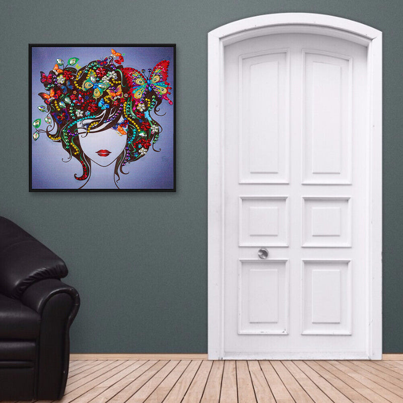 5D DIY Part Drill Diamond Painting Short Hair Girl Special Shaped Picture