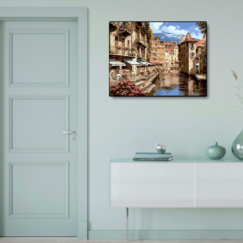 Florence River Oil Painting By Numbers Canvas Hand Painted Wall Art Home Decor
