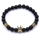 Yoga Rope Mens Cuff Bangles Crown Bracelets Steel Titanium Beaded Bracelet