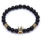 Yoga Rope Mens Cuff Bangles Crown Bracelets Steel Titanium Beaded Bracelet
