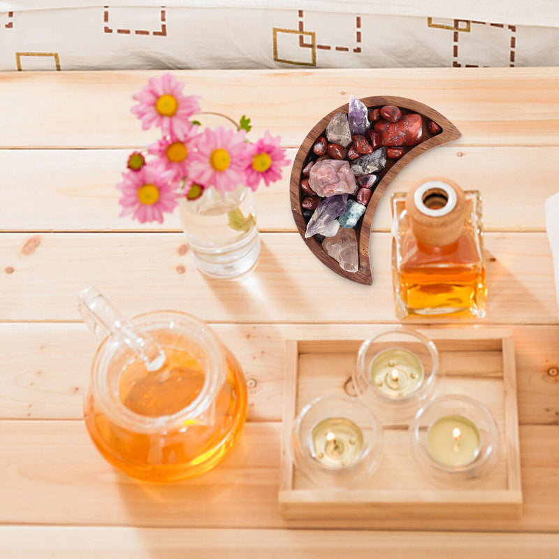 Moon Tray - Crystal Gemstones Storage and Organizer Tray Box Crescent Moon Bowl