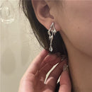 Woman Man Irregular Asymmetrical Cool Geometric Earrings Zircon Liquid Metal
