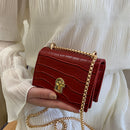 Women Pure Mini Chain Shoulder Bags PU Leather Casual Messenger Crossbody Bag