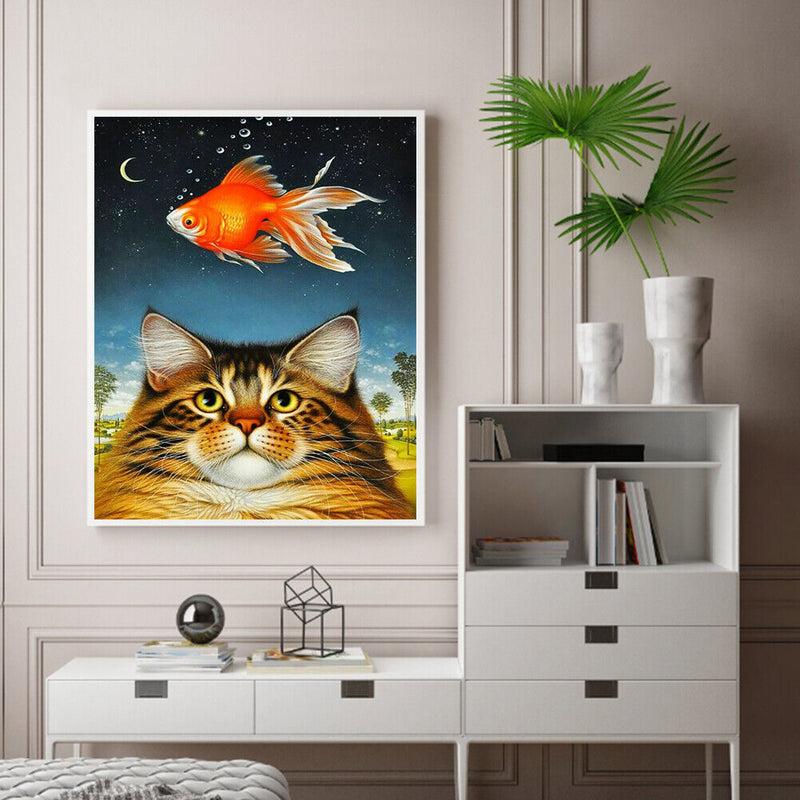 #A Cat Partial Oil Paint By Numbers Kit DIY Home Decoration Gift Wall Art Pict