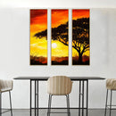 DIY Paint By Number Kit Tree Under Setting Sun Triptych Acrylic Paint Craft Gift