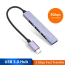Type C HUB USB-C to 4 Port USB 2.0 Splitter Converter OTG Adapter (Grey)