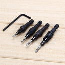 4Pcs #6 #8 #10 #12 HSS Countersink Drill Bit Set Screw 1/4 Hex Shank Wood T
