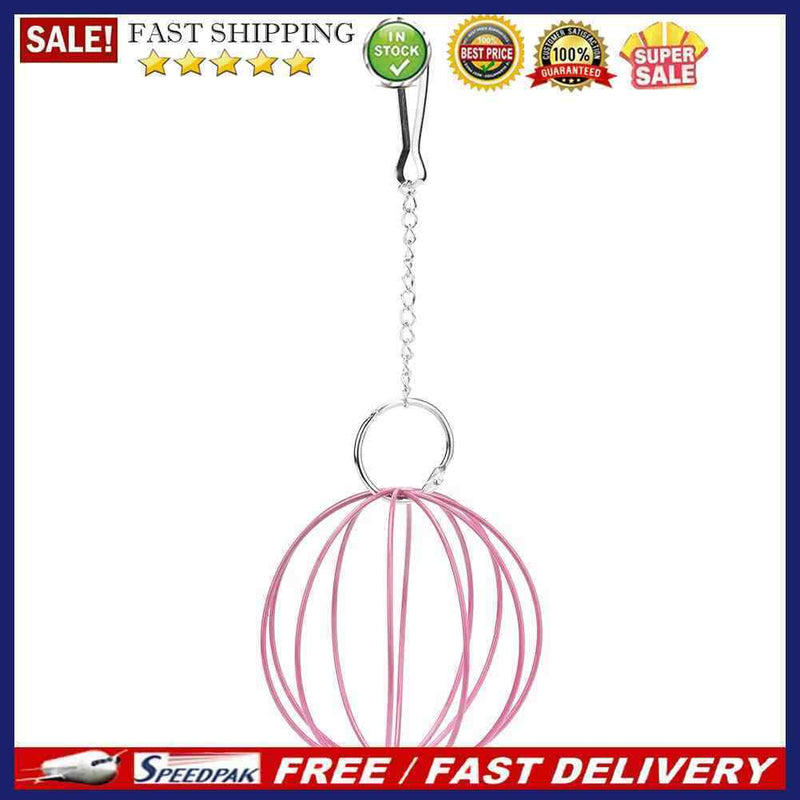 Stainless Steel Plating Pet Hay Manger Food Ball Rabbit Grass Rack (Pink)