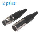 2 Pairs 3 Pin Male + Female Mini XLR Plugs Audio Connectors for Microphone