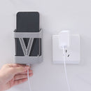 Punch-Free Wall-Mounted Remote Control Storage Rack Plug Bracket (Grey) Newly