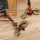 Five Emperors Coins Lucky Wealth Brass Chinese Keyring Money Bag Keychain