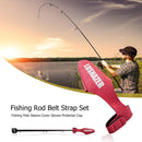 Fishing Pole Sleeve Cover Protector Cap + Fishing Rod Belt Strap (2 Set Red