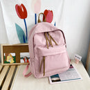Preppy Style Women Pure Color Knapsack School Travel Large Backpack (Pink)