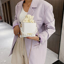 Women Square Box Shoulder Bag PU Chain Mini Handbag Drawstring Messenger Totes