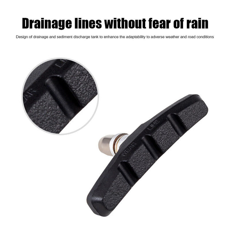 Bicycle V Brake Pads MTB Road Bike V-Brake Block with Hex Nuts + Spacers 1 Pa