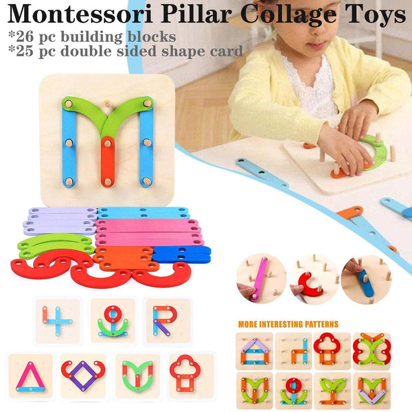 Montessori Pillar Collage Toys Children's Wooden Educational Enlightenment Toys`