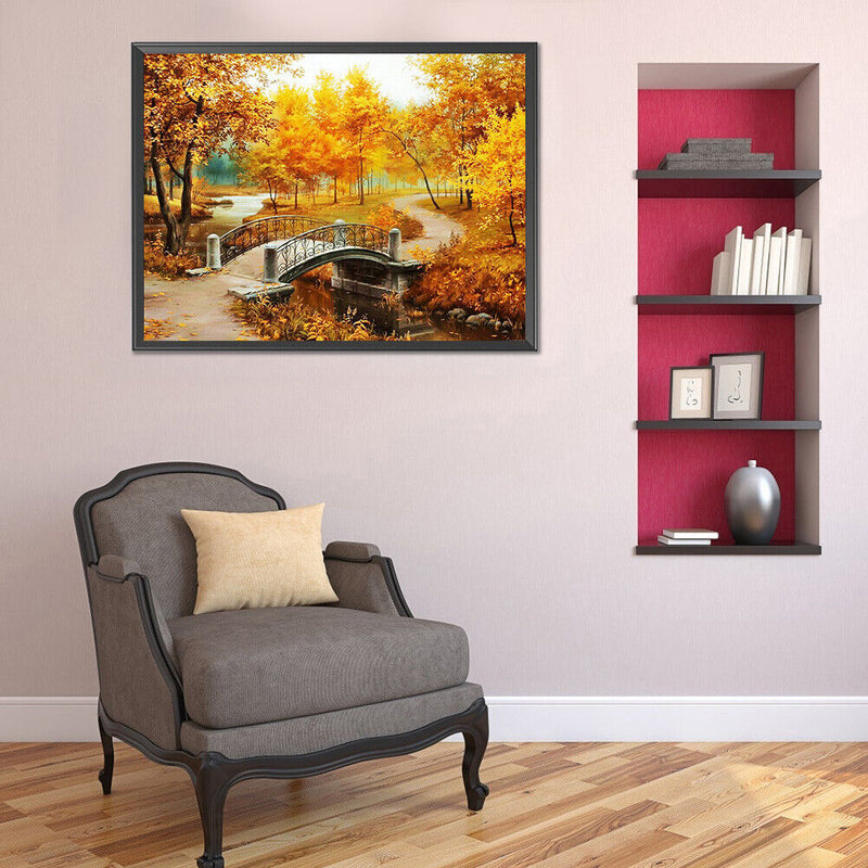 5D DIY Full Drill Round Shape Farm Scene Rhinestone Diamond Drawing Home Deco