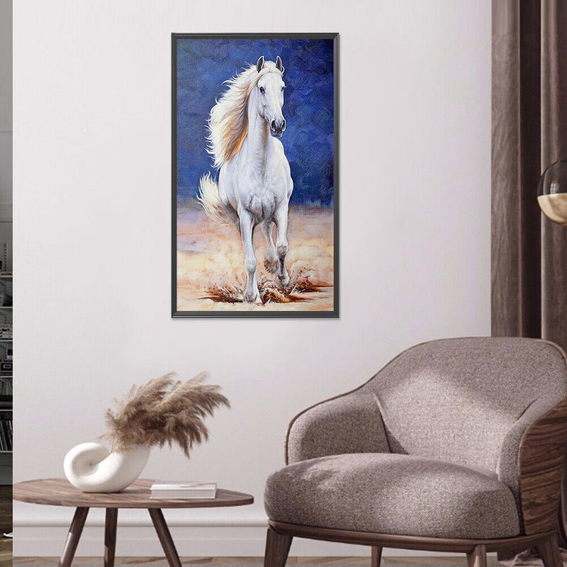 5D DIY Diamond Painting Kits White Horse Full Round Drill Wall Decor Art Cr