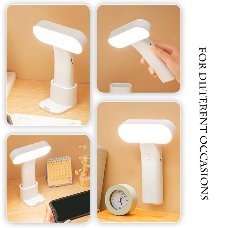 White with Phone Holder Reading Table Lamp Protable LED Desk Light NightLight