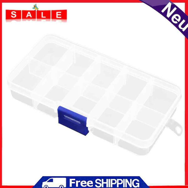 10 Grids Compartments Plastic Clear Organizer Jewelry Pill Diamond Painting Box