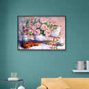 DIY Pink Rose Full Drill Round Diamond Painting Mosaic Kit Flower Picture Decor