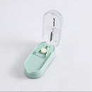 Portable Rectangular Tablet Cutter Box Pill Dispenser Storage Case (Green)