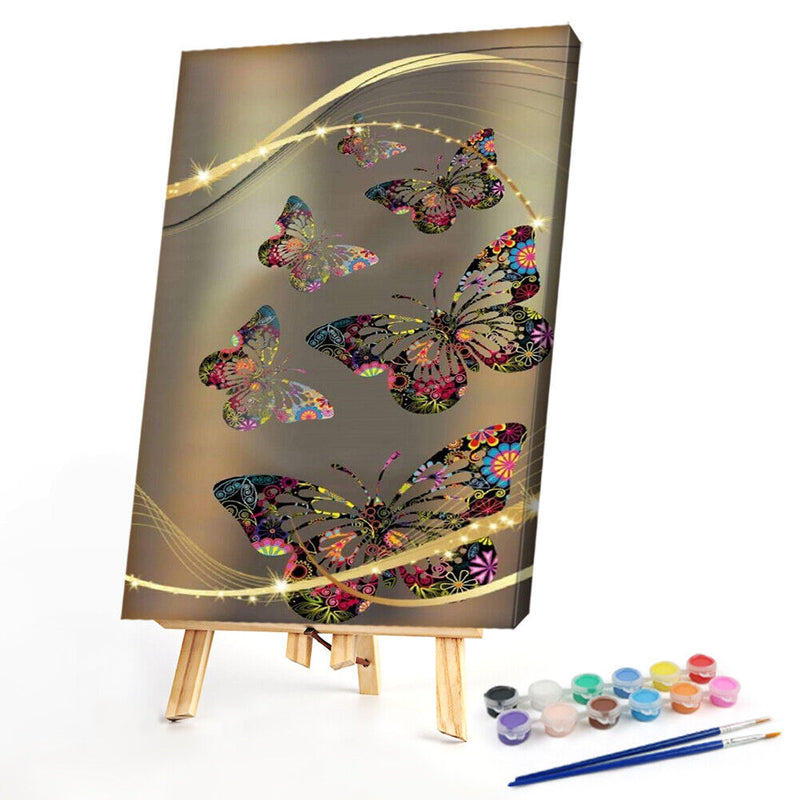 Colorful Hollow Butterflies Oil Paint By Numbers Kits Canvas Picture DIY