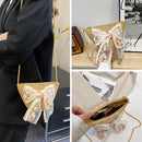Lace Bow Women Bucket Straw Crossbody Bag Female Retro Summer Beach Handbag