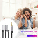 3.5mm Audio Splitter Cable 3.5mm TRS Plug Male to 3x 1/8 Jack Female 1ft Newly