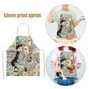 Kitchen Linen Apron Flower Cats Print Home Restaurant Cooking Baking Bib