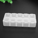 2Row 10Grid Portable Plastic Box Holder Storage Container Case(White)