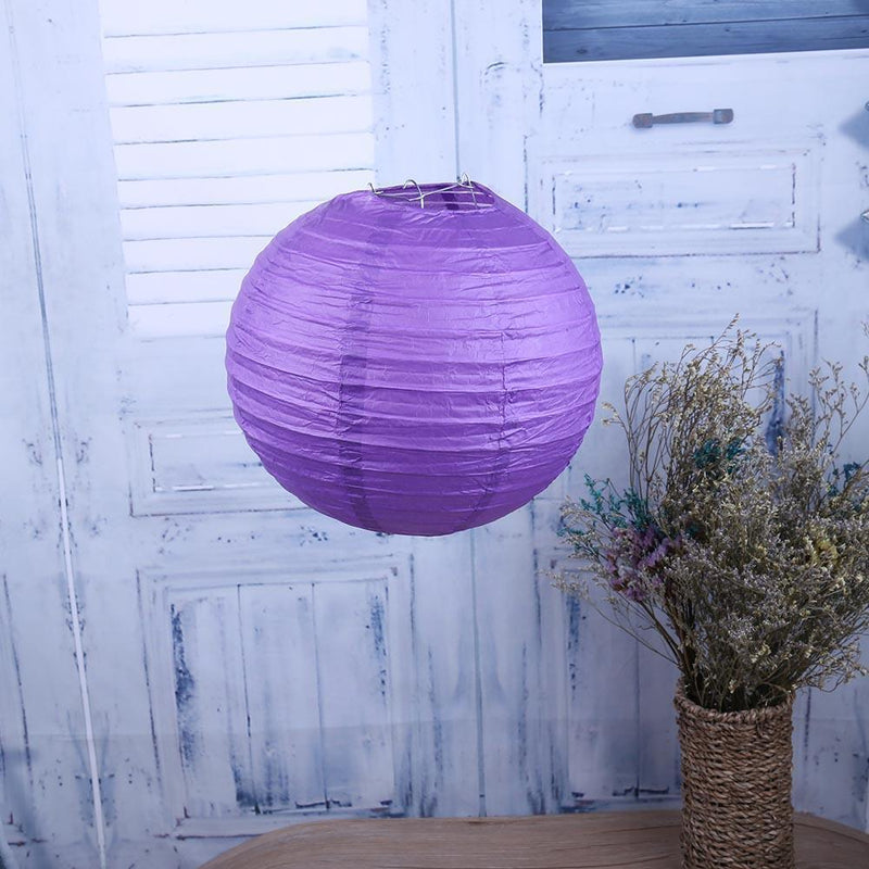 4 inch Round Chinese Paper Lantern DIY Paper Ball Lamp Party Decor (Purple)
