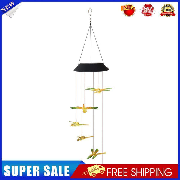 Dragonfly Solar LED Color Changing Wind Chime Lamp Garden Pendant Light (A)